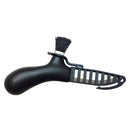 MORAKNIV mushroom picking knife with ergonomic black handle, recycled stainless steel blade, and attached cleaning brush.