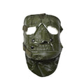 Nuova maschera per il viso per il freddo dell'esercito americano. Maschera militare spaventosa inquietante. Maschera americana verde