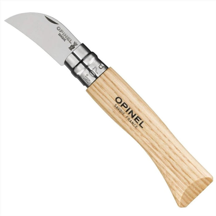 Coltello tascabile chiudibile Opinel N°07 con lama curva in acciaio inox 12C27 e manico liscio in legno chiaro