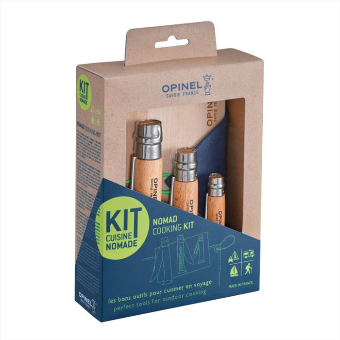 Opinel Nomad Set da cucina per esterni 5 pezzi Tagliere per coltelli Asciugamano Kit da viaggio Blu - GoMilitar