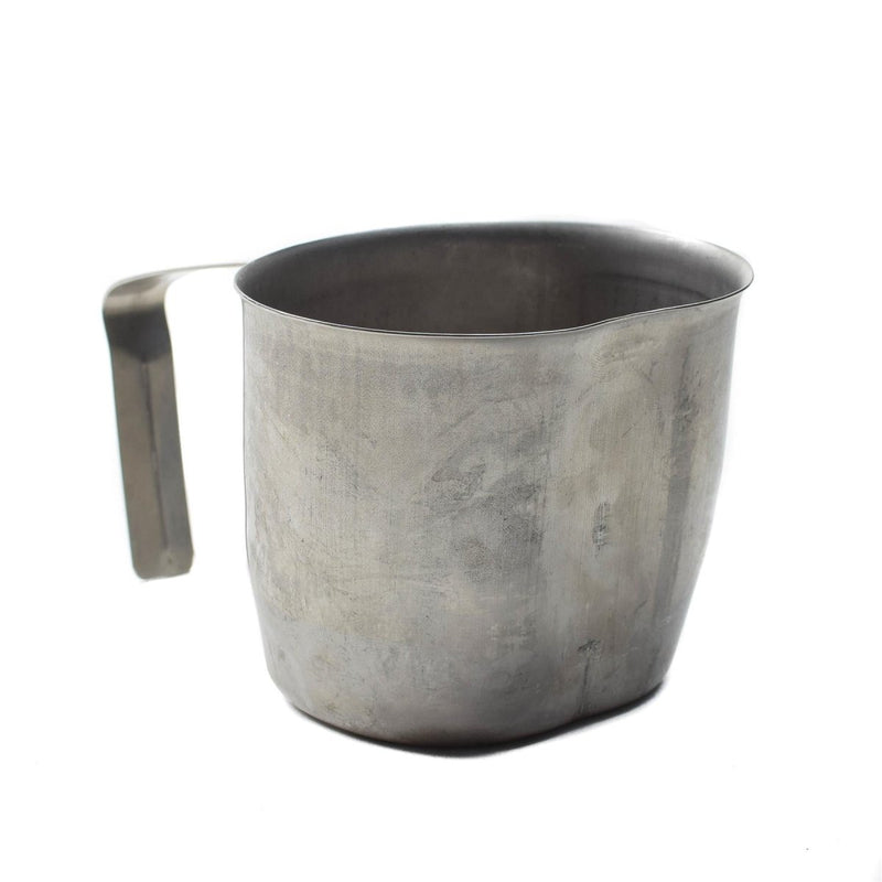 Original Austrian military stainless steel canteen cup with folding handle, durable and suitable for outdoor use