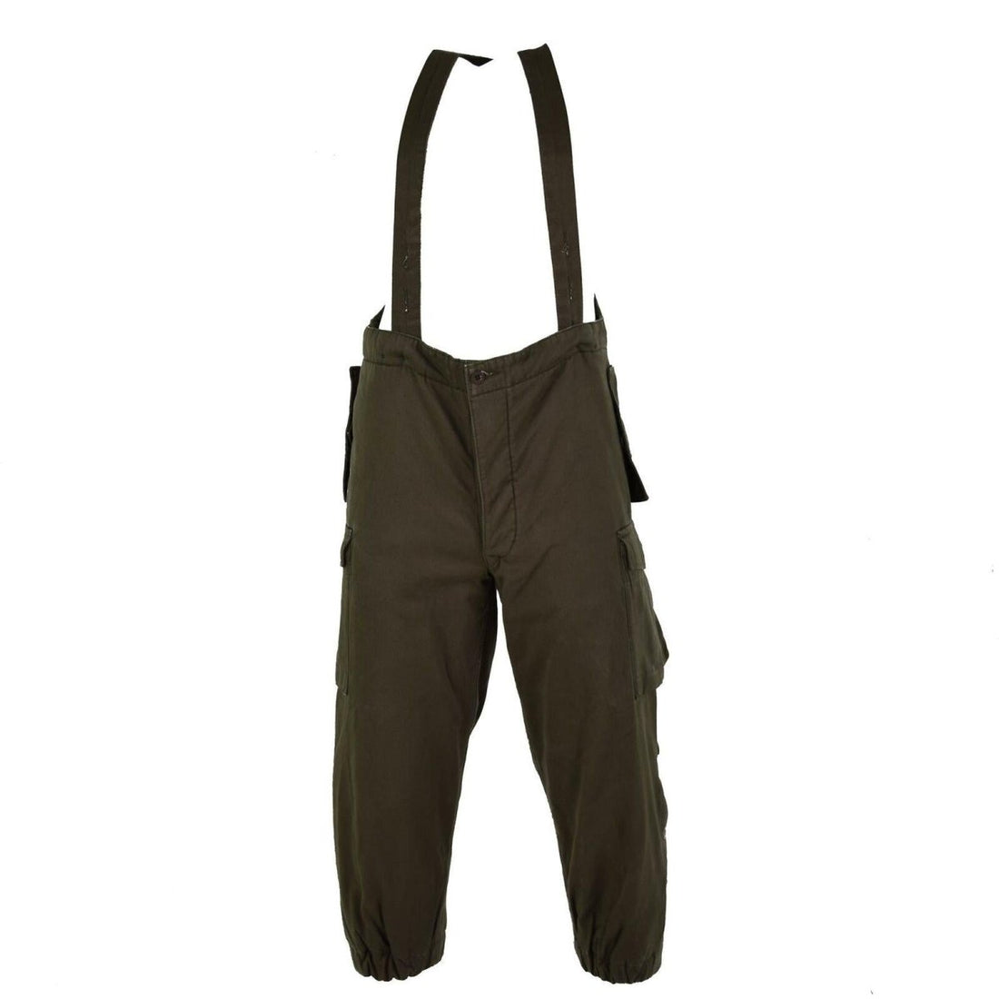 Pants di combattimento dell'esercito austriaco originale Bibs militare Oliva OD complessivo W BRACES NUOVO