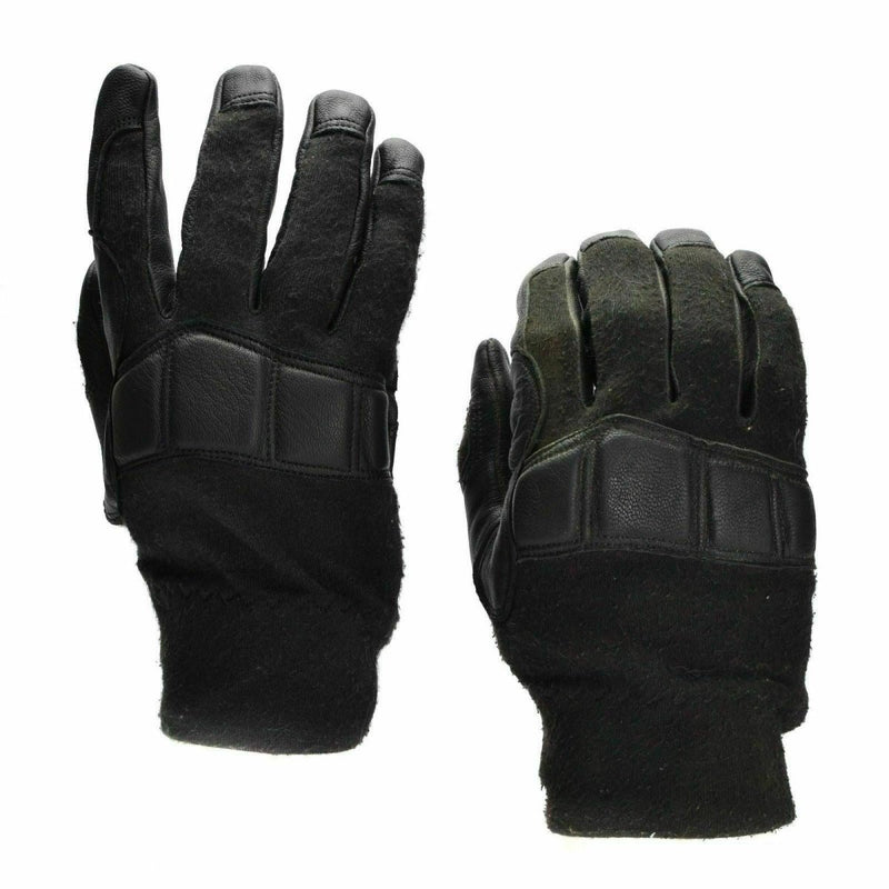 Original Austrian Army leather and Nomex tactical gloves with reinforced palms and knuckles for combat protection