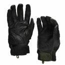 Black leather Austrian Army combat tactical gloves with reinforced palms and knuckles for protection and durability