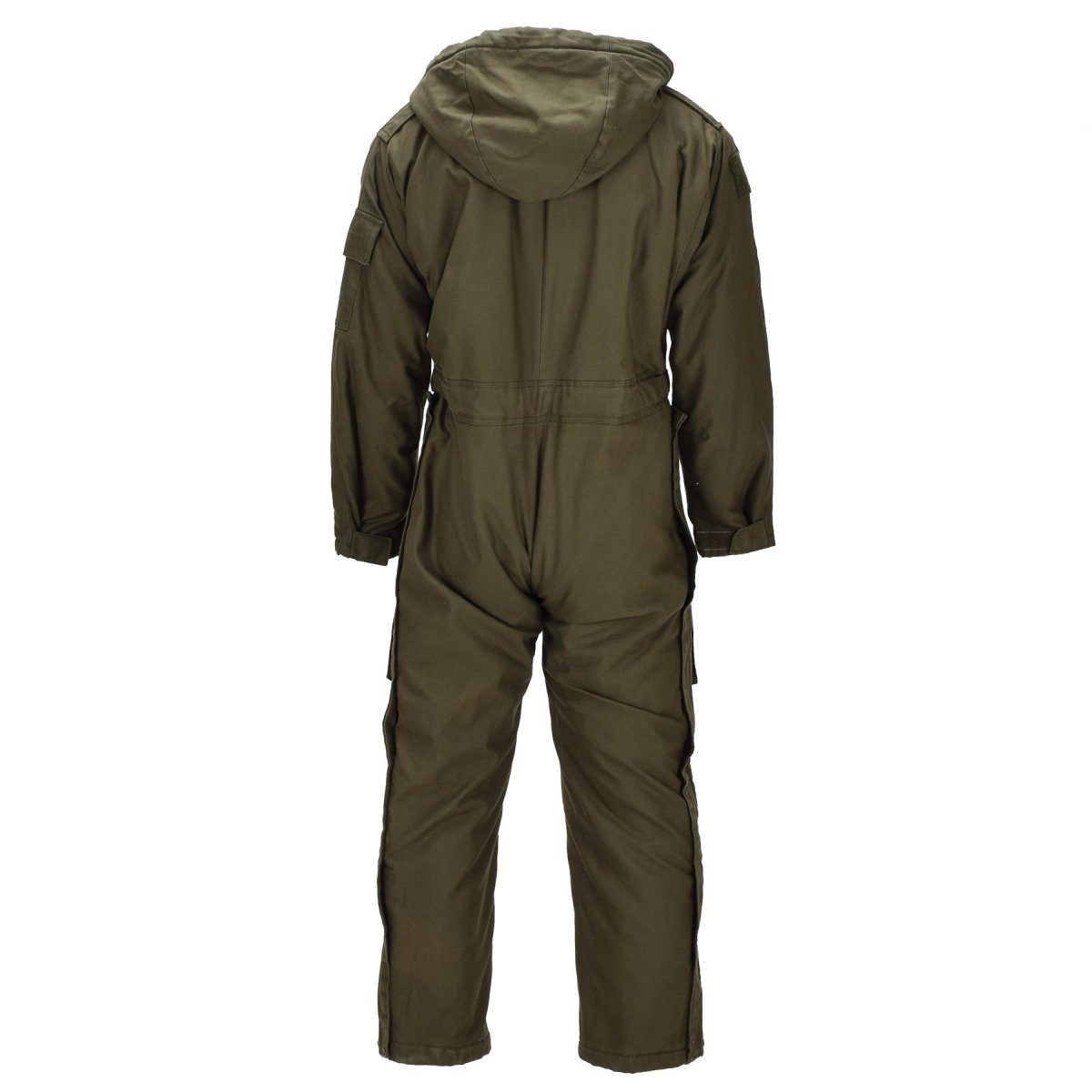 Originale tuta da carro armato dell'esercito austriaco con cappuccio foderata da meccanico in verde oliva