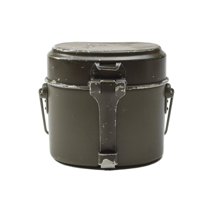 Original Austrian military mess kit with slight wear, designed for camping and outdoor cooking with Trangia stove compatibility