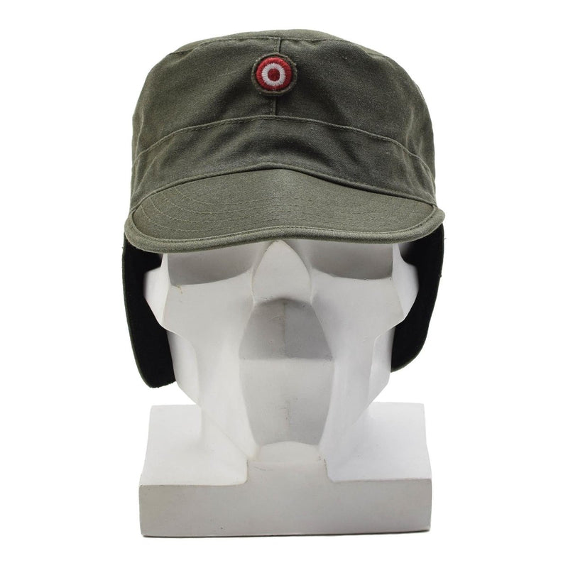 Original Austrian Military Cap Lightweight Foldable Ears Flaps Tactical Hat OD - GoMilitar