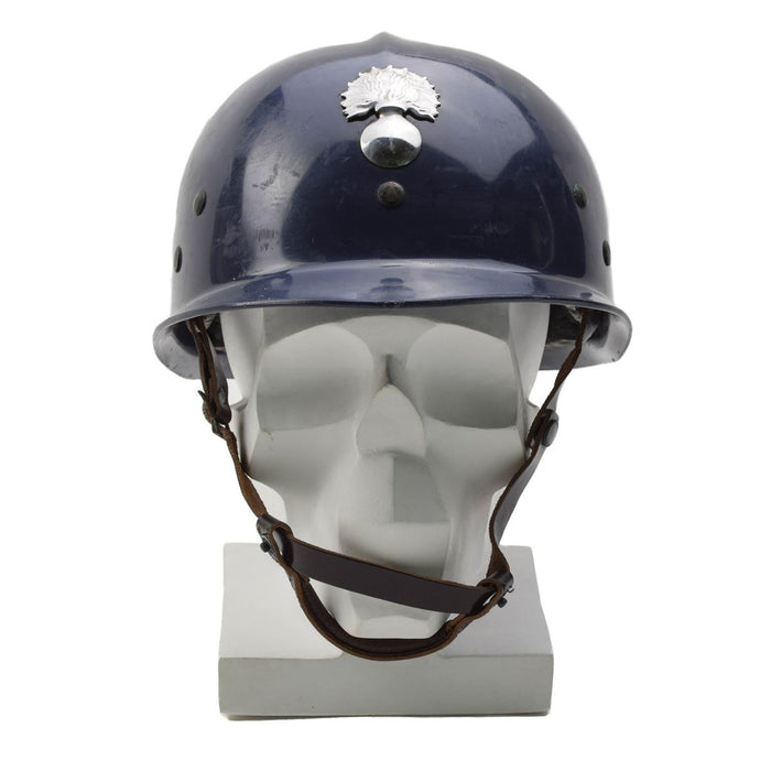 Casco militare belga originale in plastica, distintivo della polizia, insegne vintage blu - GoMilitar