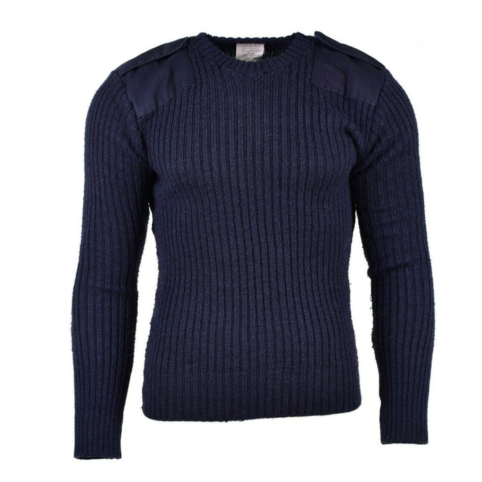 Maglione blu navy originale dell'esercito britannico Commando Jumper pullover Girocollo in lana - GoMilitar