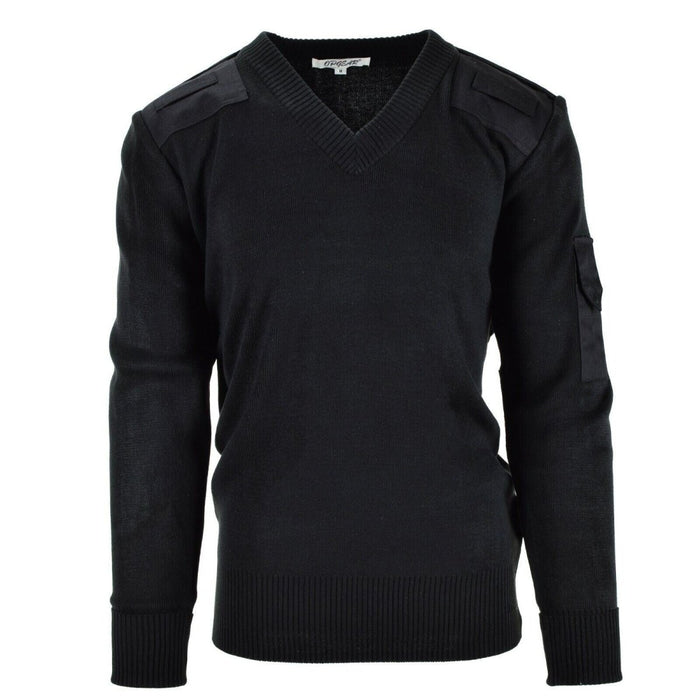 Pullover originale della polizia dell'esercito britannico Commando Jumper maglione nero con scollo a V NUOVO - GoMilitar