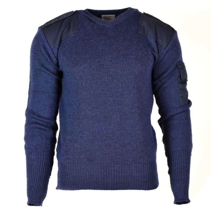 Maglione Commando Jumper con scollo a V originale dell'esercito britannico Lana blu grigio - GoMilitar