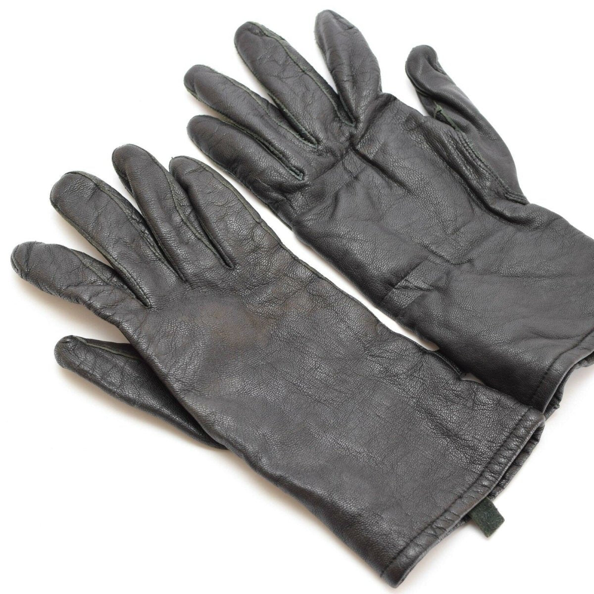 Guanti da combattimento militari britannici originali con cinturini da polso in pelle rilasciati dall'esercito nero