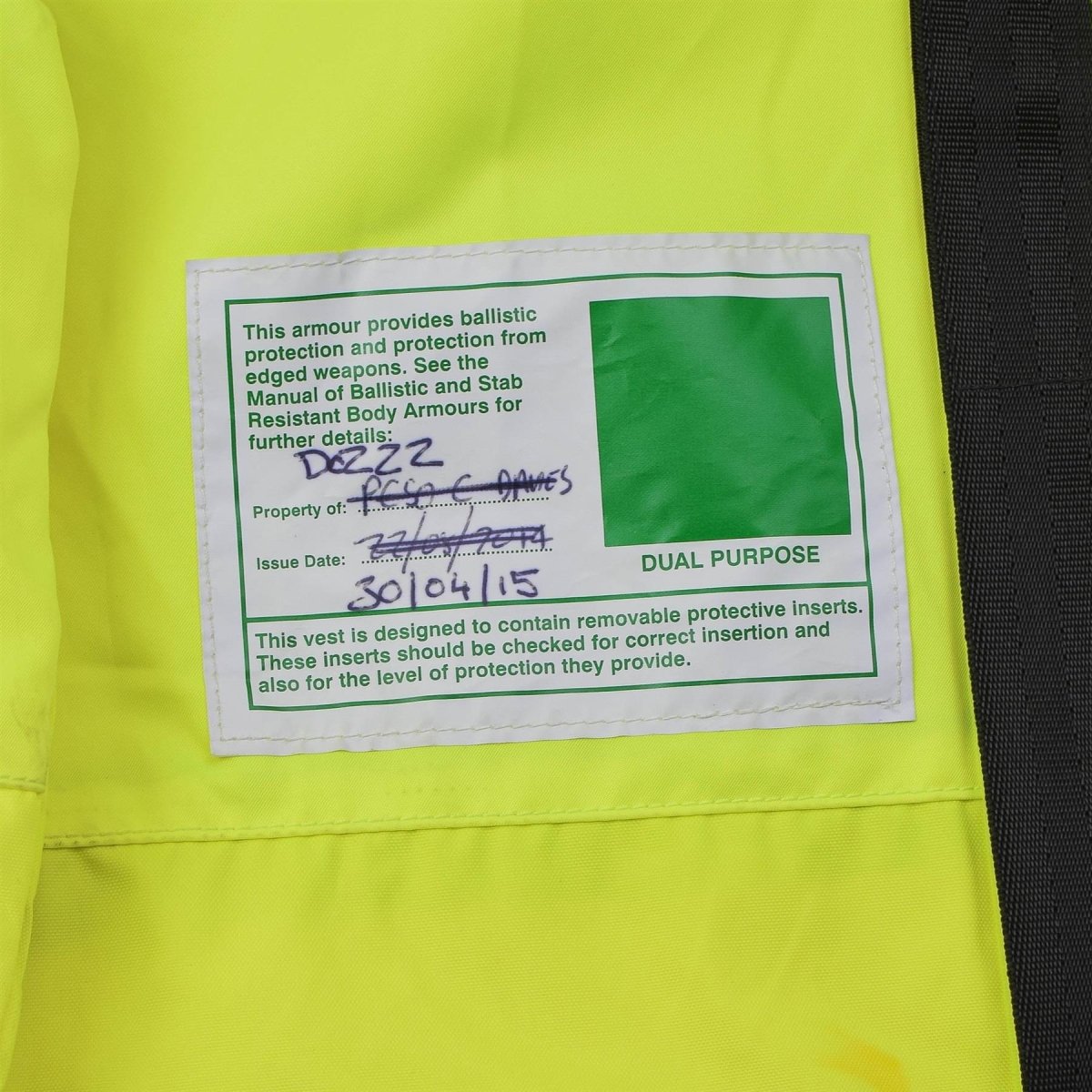 Gilet antiproiettile originale della polizia britannica a doppio uso ad alta visibilità giallo