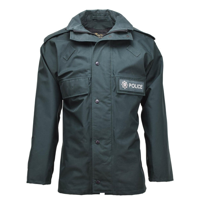 Parka impermeabile con giacca a vento originale della Polizia britannica sfoderato verde - GoMilitar