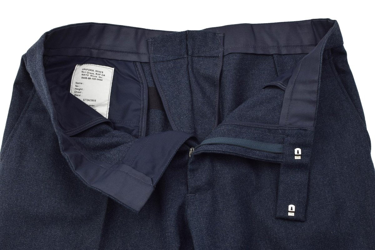 Pantaloni eleganti n. 1 originali della RAF britannica gamba dritta Zip Fly Parade Blue