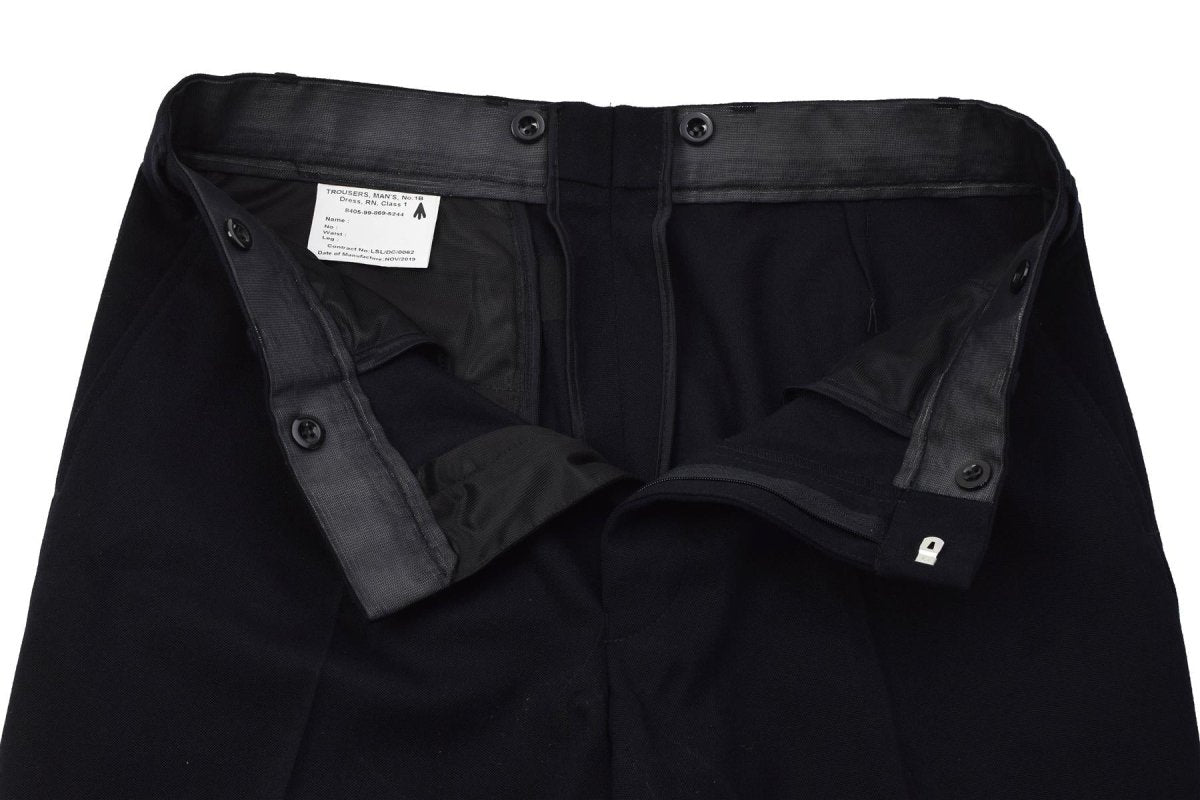 Pantaloni eleganti in lana da uomo originali della Royal Navy britannica n. 1B neri formali