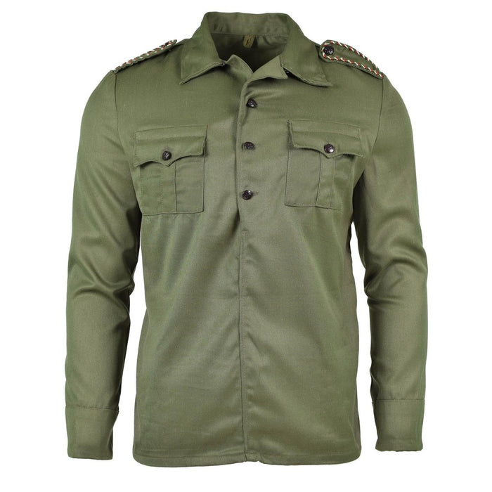 Giacca originale bulgara verde oliva verde militare con spalline, bottoni sul davanti e polsini con bottoni, nuova camicia da combattimento in stile militare