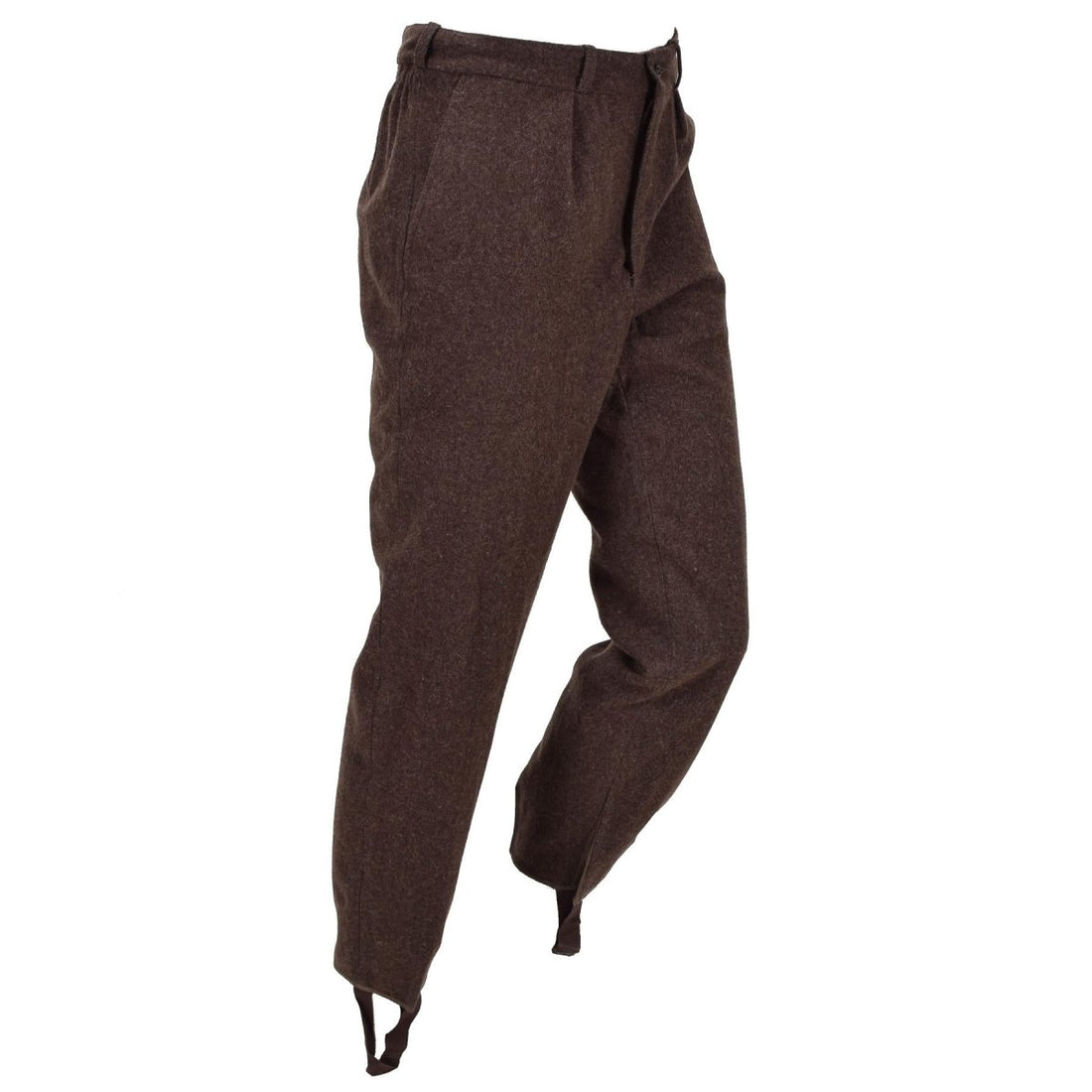 Pantaloni originali dell'uniforme in lana dell'esercito bulgaro, eccedenze inutilizzate, marrone scuro