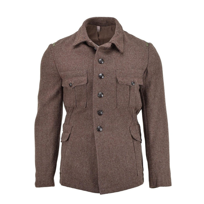 Giacca classica militare originale bulgara in lana invernale marrone calda antivento NOVITÀ - GoMilitar