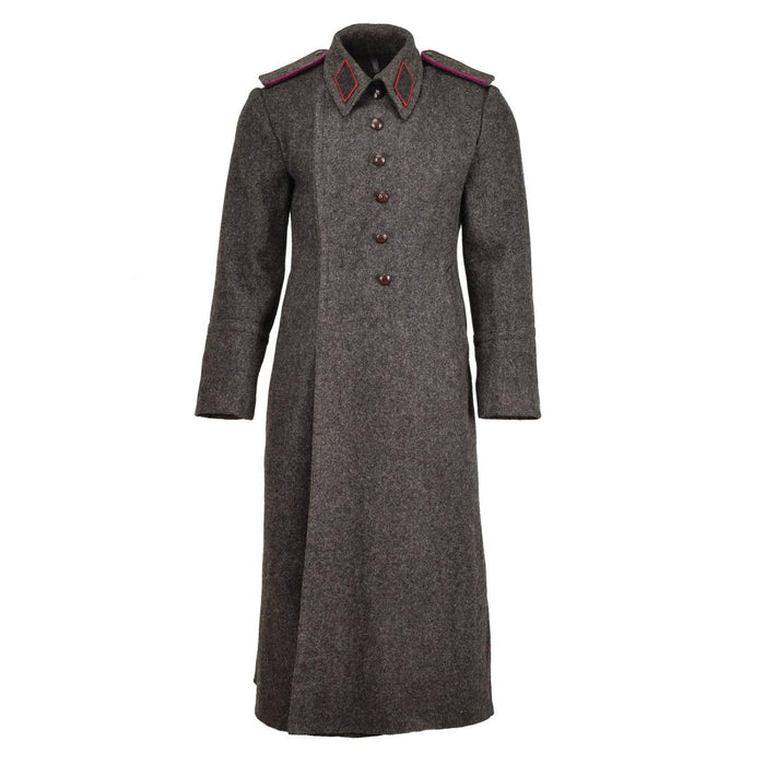 Cappotto grigio militare originale bulgaro in lana pesante invernale lungo lucido - GoMilitar