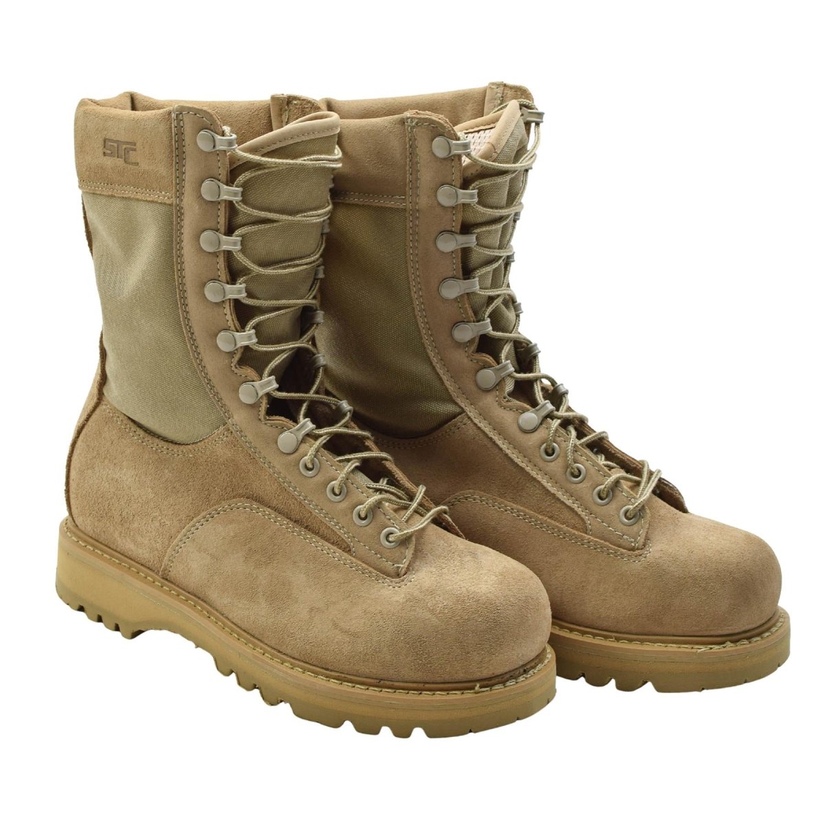 Stivali da combattimento originali STC dell'esercito canadese in pelle scamosciata militare surplus marrone