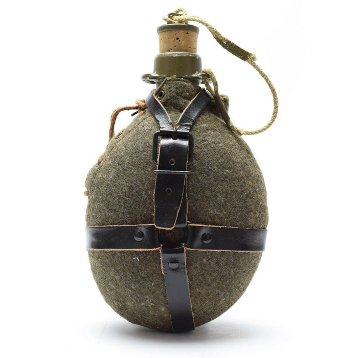 Borraccia originale dell'esercito ceco M60 con tappo in sughero e cinghie in pelle, borraccia militare resistente per uso esterno