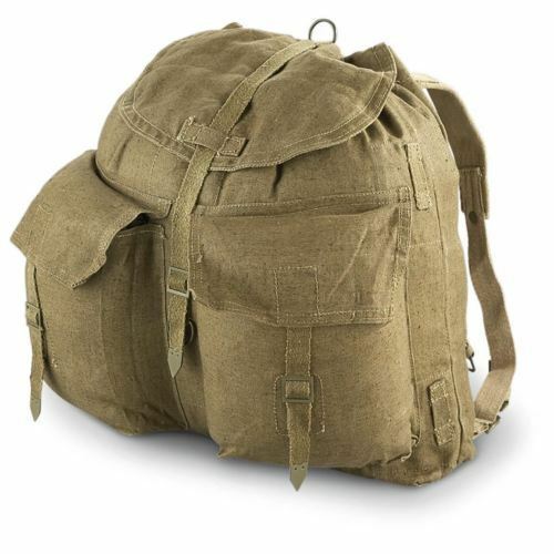 Zaino in tela originale dell'esercito ceco M60, zaino militare vintage con cinghie a Y
