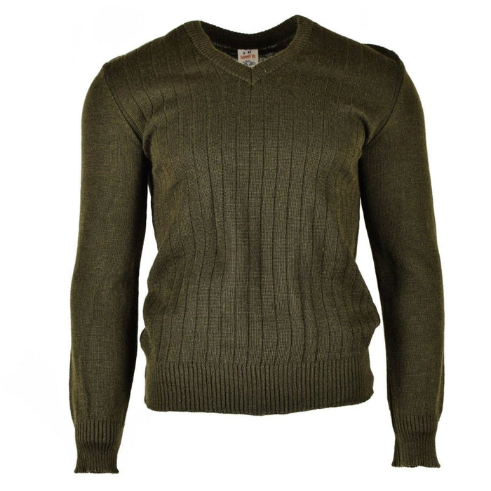 Maglione con scollo a V originale dell'esercito ceco M85 in misto lana marrone, resistente, caldo ed elegante per l'abbigliamento outdoor e casual.