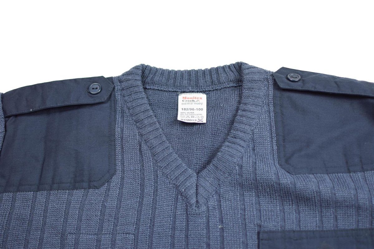 Sigerbello di maglione dell'esercito ceco originale M97 Blue Wool V-Neck Filite Orplus Nuovo