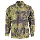 Original Czech army field jacket in leaf camo pattern with multiple pockets and Czech flag patch on the arm.