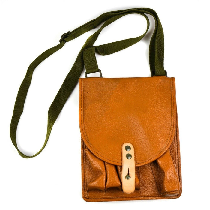 Custodia per pistola originale ceca con tracolla verde e design in materiale marrone rivestito in PVC