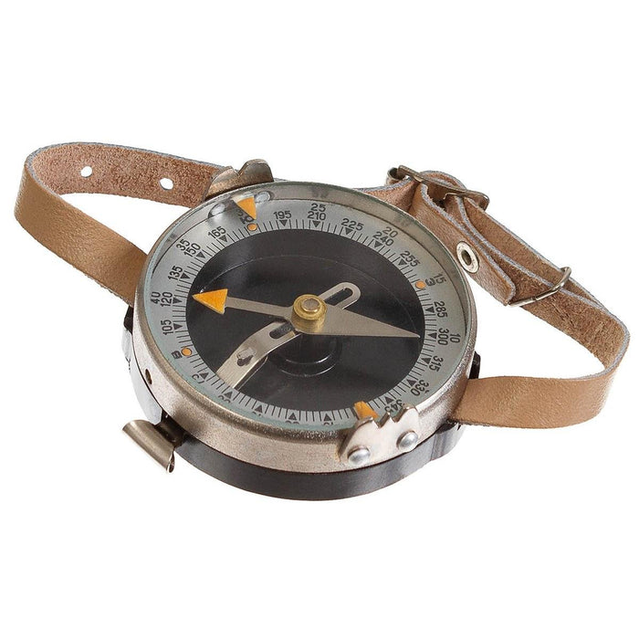 Bracciale militare originale ceco Bussola Mappa Misura cinturino in pelle marrone con cinturino in pelle marrone per uso di navigazione all'aperto