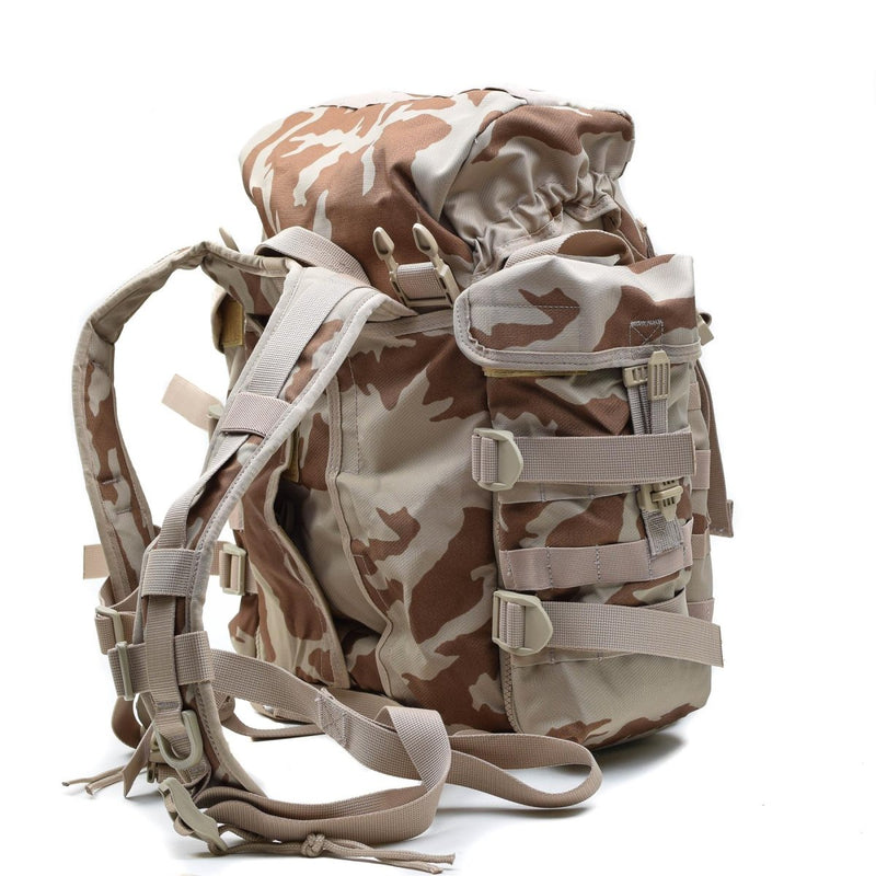 Original Czech military desert camo 30L MOLLE backpack with quick-release straps and multiple storage compartments