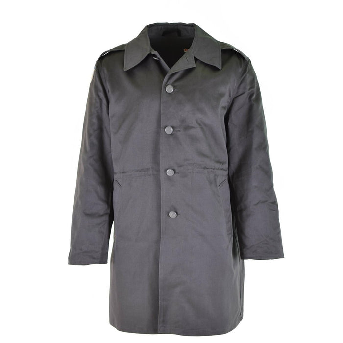 Cappotto da combattimento vintage originale dell'esercito danese M71 in cotone spesso, resistente con chiusura a bottoni e spalline sulle spalle.