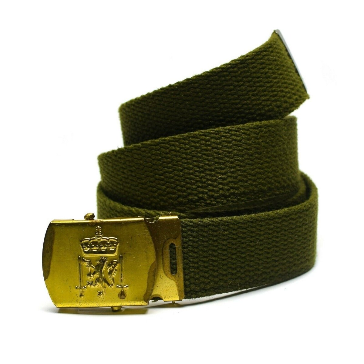 Original Danish Army Olive Green Belt Canvas Militare W Buckle Royal Danish Nuovo
