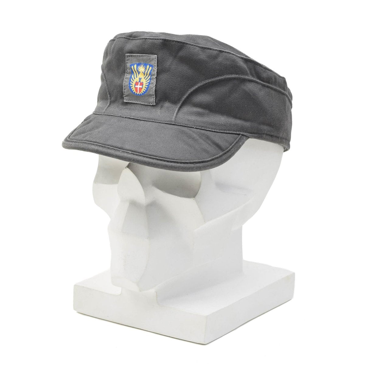 Original Danish Military Grey Army Cap pieghevoli a legna pieghevole Vintage Nuovo