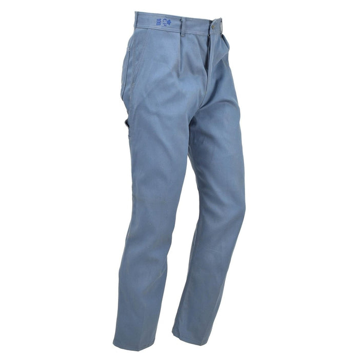 Pantaloni blu militare originali danesi con tasche funzionali, tessuto in cotone resistente e vestibilità comoda per un uso casual e lavorativo