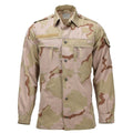 Camicia da campo militare olandese originale chiusura con bottoni automatici mimetica desertica a 3 colori