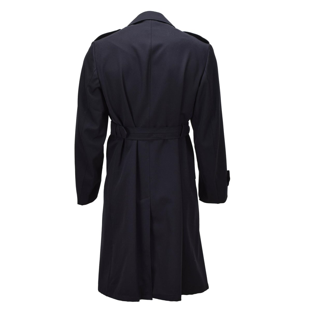 Cappotto lungo originale militare olandese in lana doppio petto in eccedenza militare nero