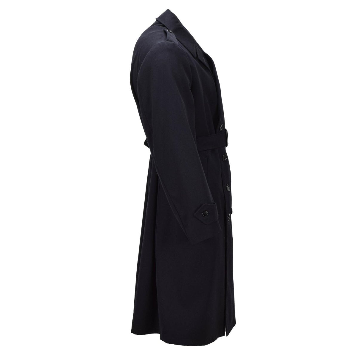 Cappotto lungo originale militare olandese in lana doppio petto in eccedenza militare nero