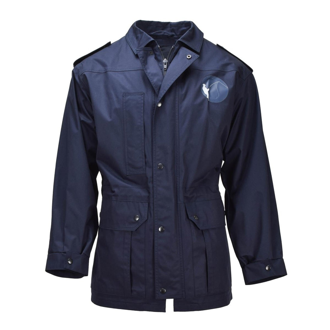 Parka militare olandese originale, colletto rovesciato, logo militare, giacca blu