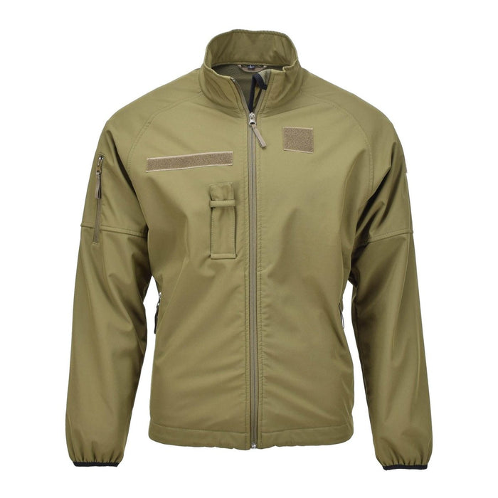 Giacca softshell originale militare olandese in verde oliva con tasche con cerniera e ascelle ventilate per traspirabilità e resistenza