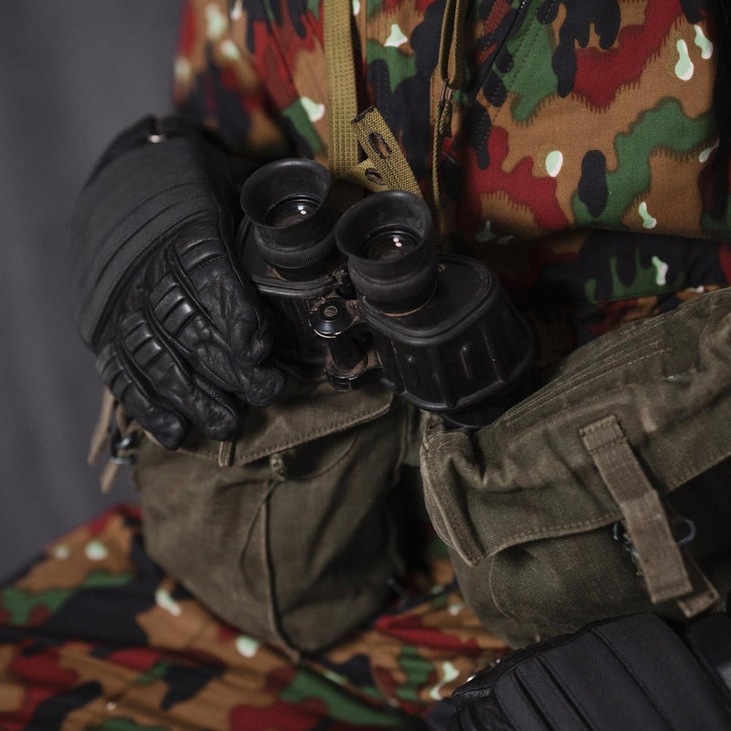 Guanti da combattimento tattici militari olandesi originali Protezione in pelle Nero
