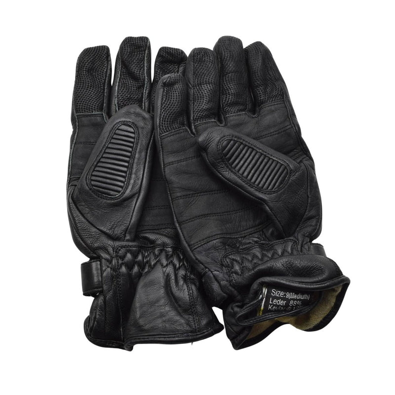 Original Dutch Military Tactical Combat Gloves Leather Knuckle Protection Black - GoMilitar