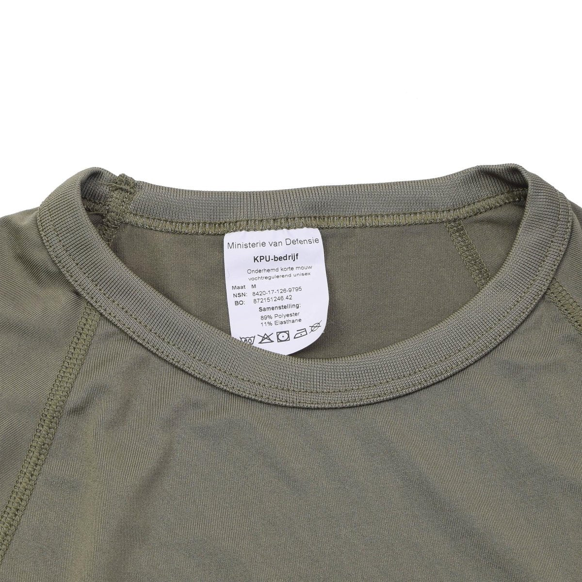 Maglietta termica originale militare olandese a maniche corte, leggera, oliva
