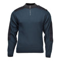 Maglione Troyer militare olandese originale a coste lavorato a maglia con zip a un quarto verde petrolio