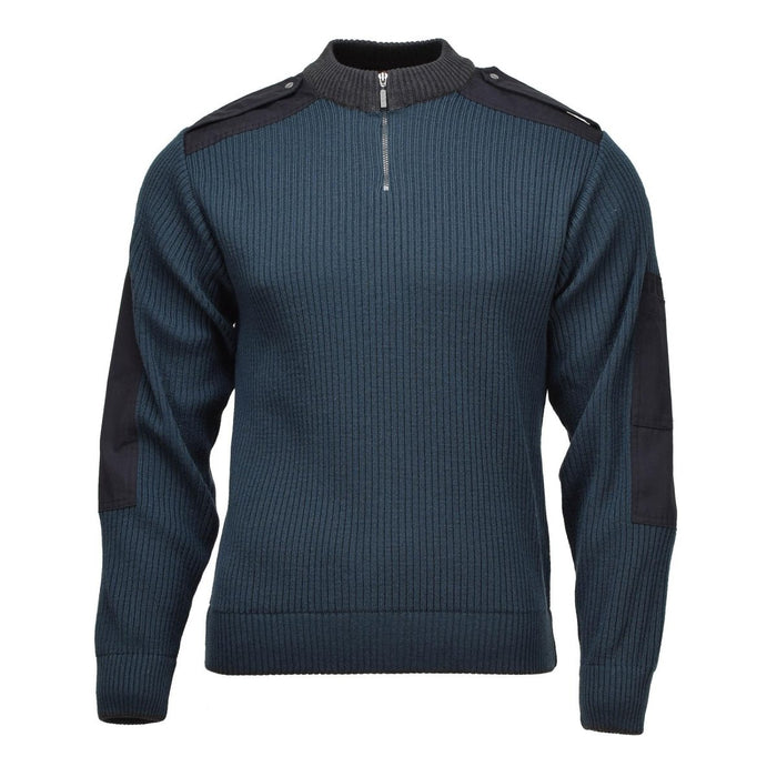 Maglione Troyer originale militare olandese a costine con zip a un quarto verde petrolio - GoMilitar