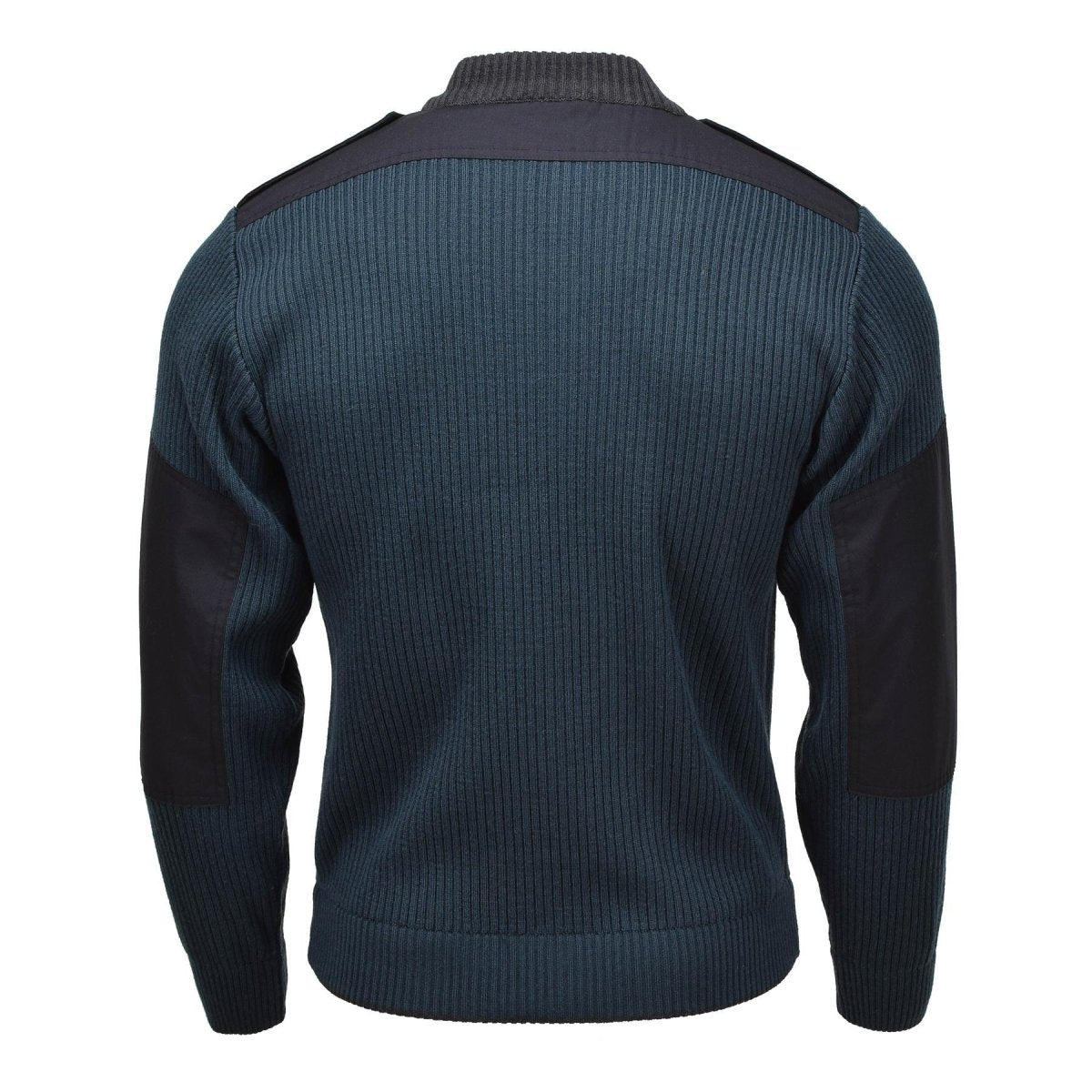 Maglione Troyer militare olandese originale a coste lavorato a maglia con zip a un quarto verde petrolio