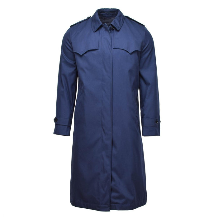 Trench lungo blu da donna originale militare olandese con fodera trapuntata, resistente all'acqua e caldo per la stagione fredda