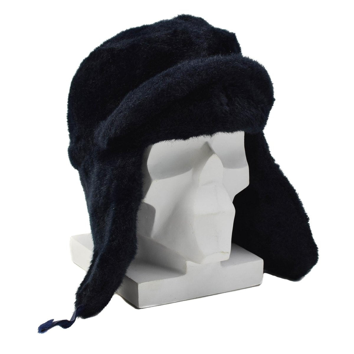 Cappello invernale originale della polizia olandese, paraorecchie ripiegabili, fronte rinforzata, blu